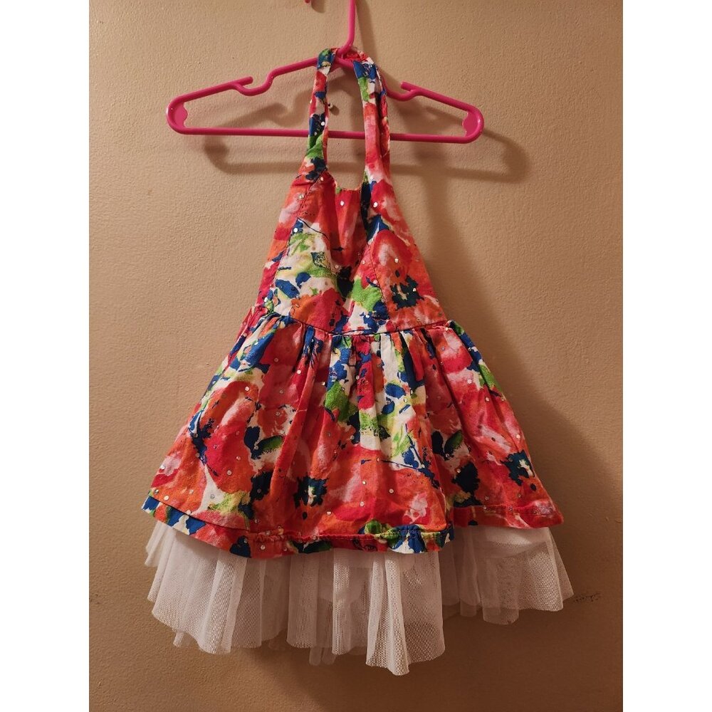 Little Lass Floral Layered Halter Dress 18M